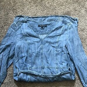 Blue Denim V-Neck Dress